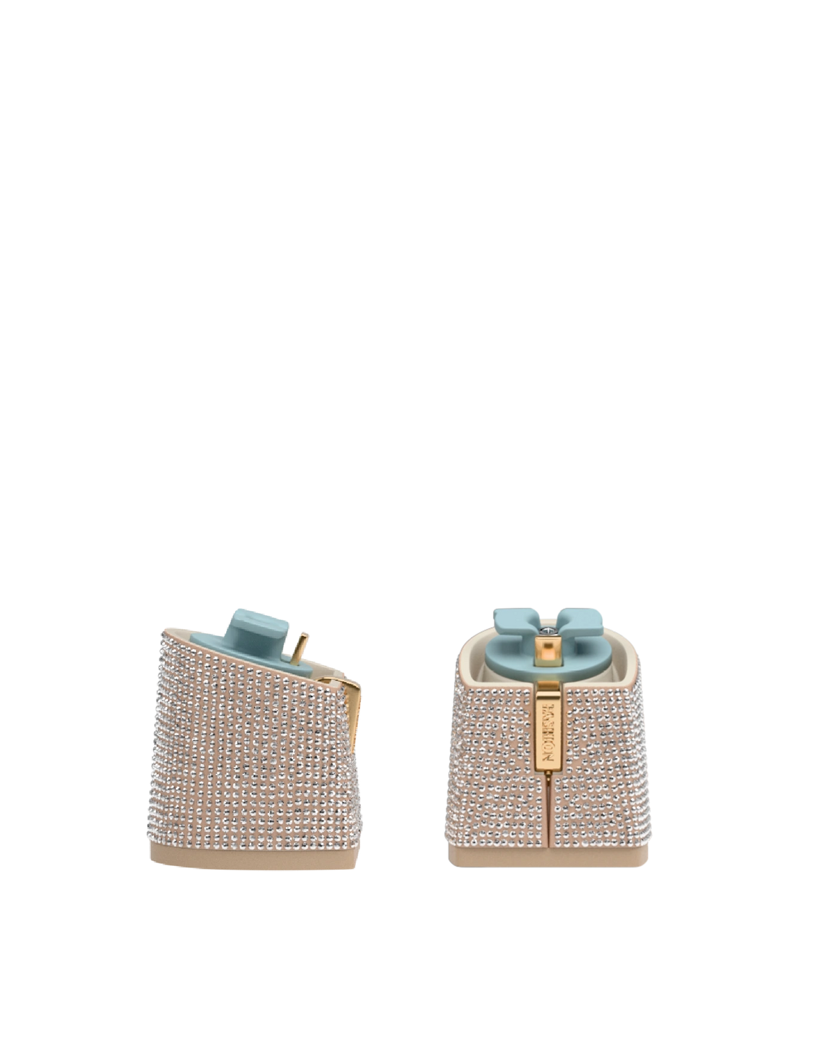 Flare Block Heel Kit 3 Sand Rhinestone, 3-inch interchangeable flare block heel. Pashion convertible heels go from heel to flat and are customizable with interchangeable heel kits.
