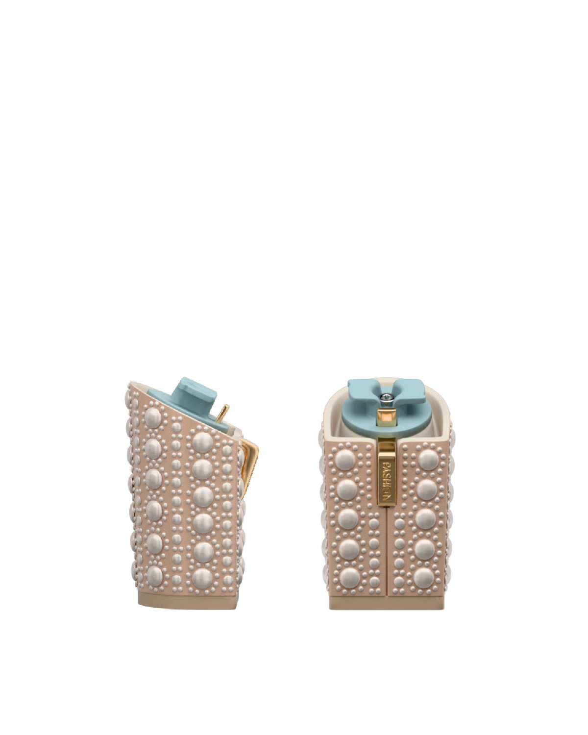 Block Heel Kit 4 Sand Satin Pearl, 4-inch interchangeable block heel. Pashion convertible heels go from heel to flat and are customizable with interchangeable heel kits.