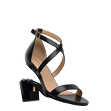 Renee Sandal - Coal Black Leather + Block Heel Kit 3 Coal Black