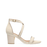 Renee Sandal - Ivory Linen 3 Block