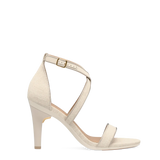Renee Sandal - Ivory Linen 4 Stiletto