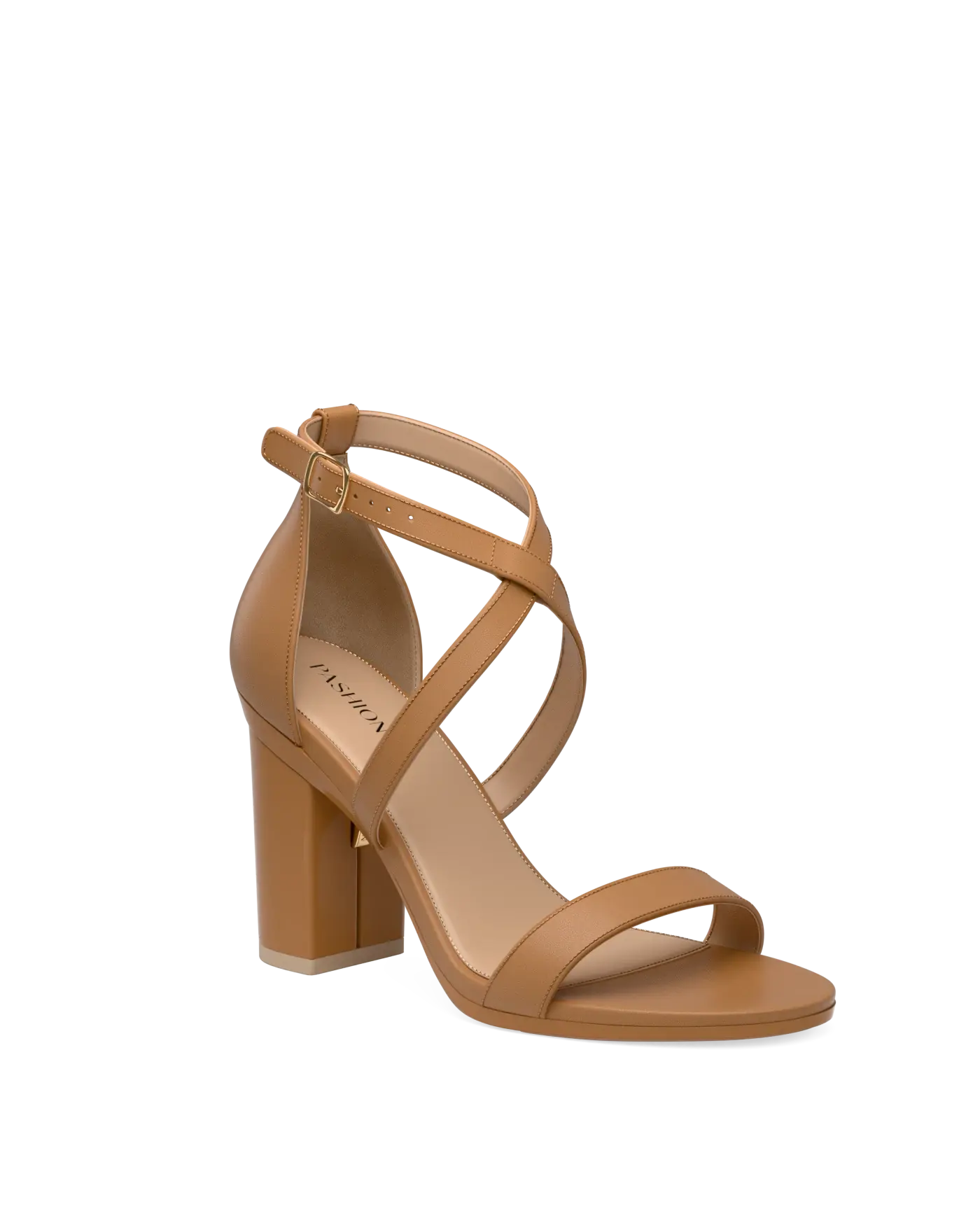 Renee Sandal - Whiskey Leather + Block Heel Kit 4 Whiskey