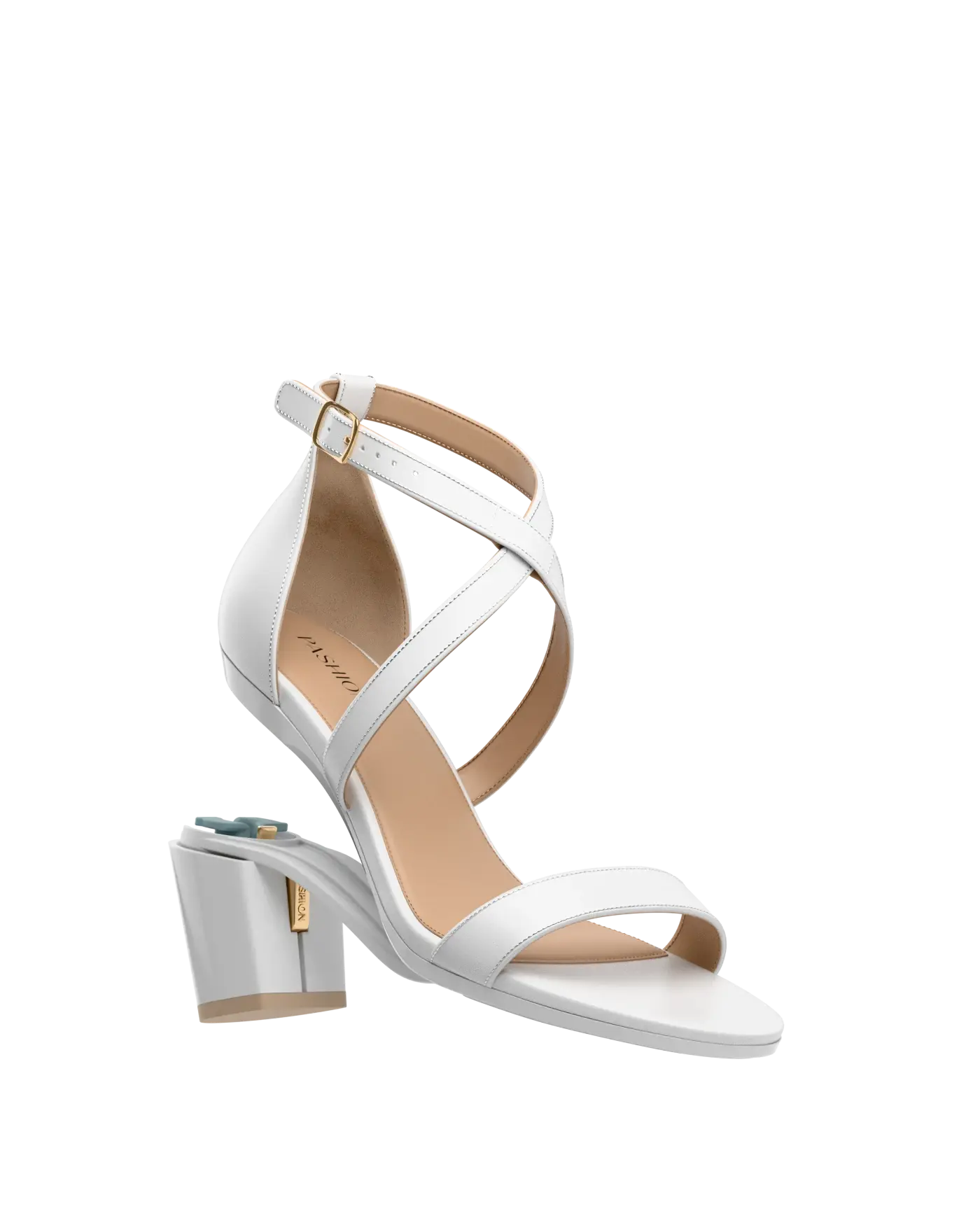 Renee Sandal - White + Block Heel Kit 3 White