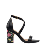 Cylinder Block Heel Kit 4 Coal Porcelain shown on the Sandal Coal Leather upper. Pashion convertible heels go from heel to flat and are customizable with interchangeable heel kits.