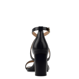 Renee Sandal - Coal Black Leather + Block Heel Kit 4 Coal Black