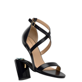 Renee Sandal - Coal Black Leather + Block Heel Kit 4 Coal Black
