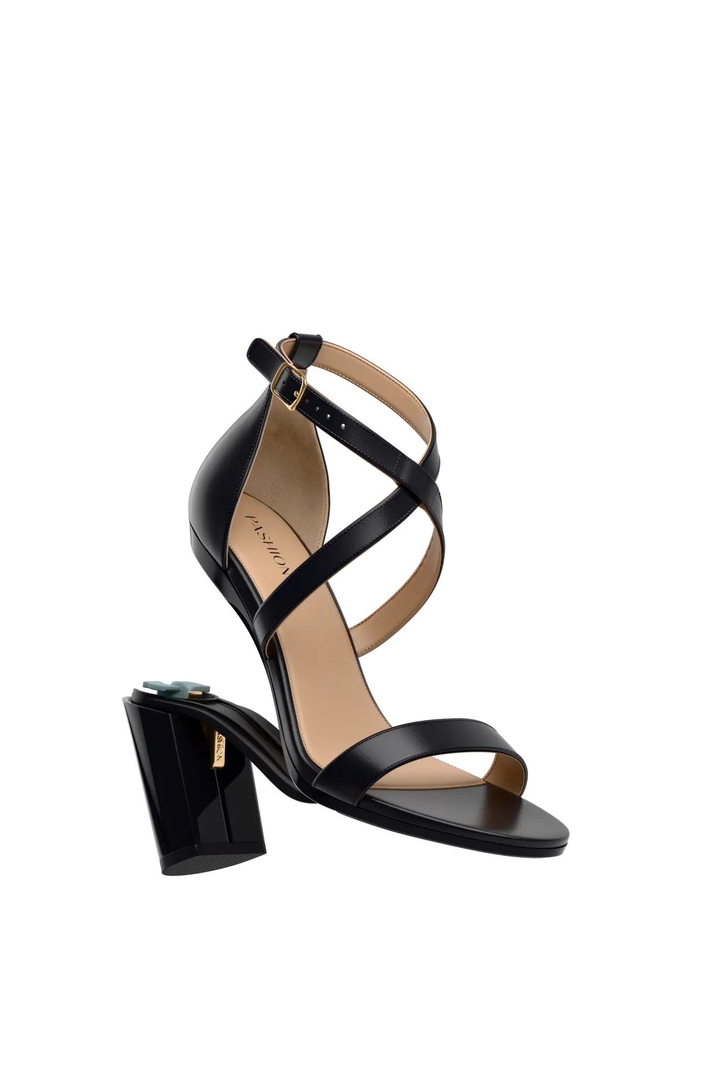 The Sandal - Coal Leather + Block Heel Kit 4 Coal