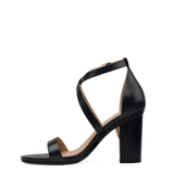 Renee Sandal - Coal Black Leather + Block Heel Kit 4 Coal Black