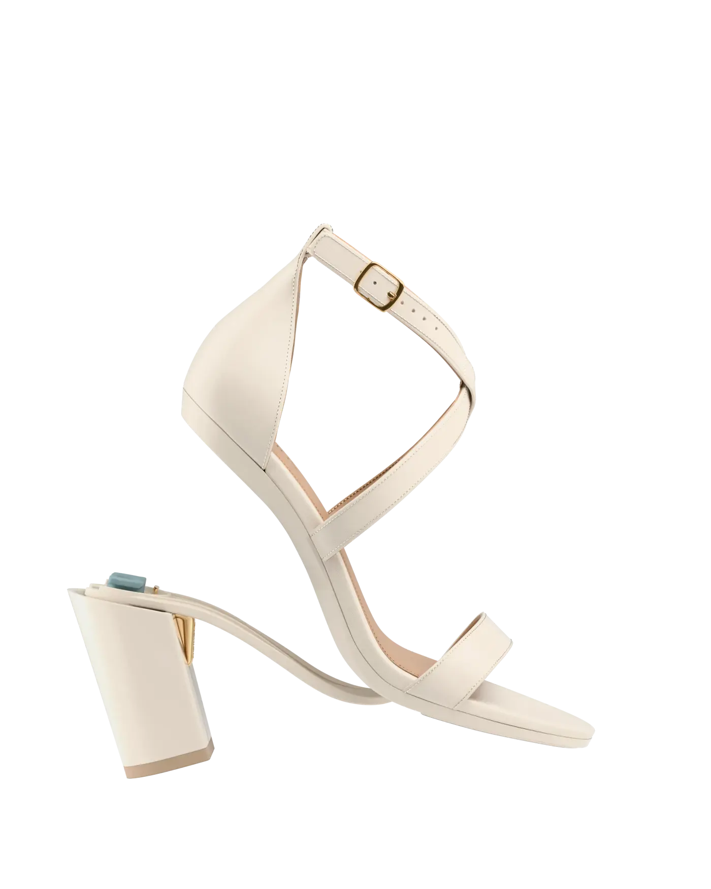 Renee Sandal - Ivory Leather 4 Block