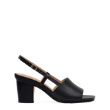 Shae Mule Sandal - Coal Black Leather 3 Block