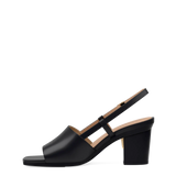Shae Mule Sandal - Coal Black Leather 3 Block
