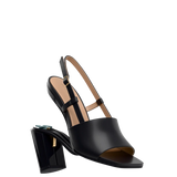 Shae Mule Sandal - Coal Black Leather 4 Block
