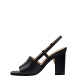 Shae Mule Sandal - Coal Black Leather 4 Block