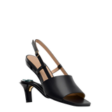 Shae Mule Sandal - Coal Black Leather 3 Stiletto