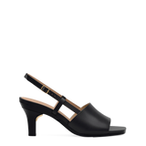 Shae Mule Sandal - Coal Black Leather 3 Stiletto
