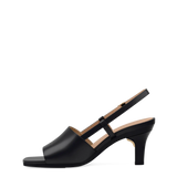 Shae Mule Sandal - Coal Black Leather 3 Stiletto