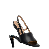 Shae Mule Sandal - Coal Black Leather Flat