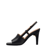 Shae Mule Sandal - Coal Black Leather 4 Stiletto