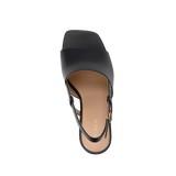 Shae Mule Sandal - Coal Black Leather Flat