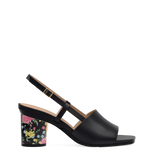 Cylinder Block Heel Kit 3 Coal Porcelain shown on the Shae Coal Leather upper. Pashion convertible heels go from heel to flat and are customizable with interchangeable heel kits.