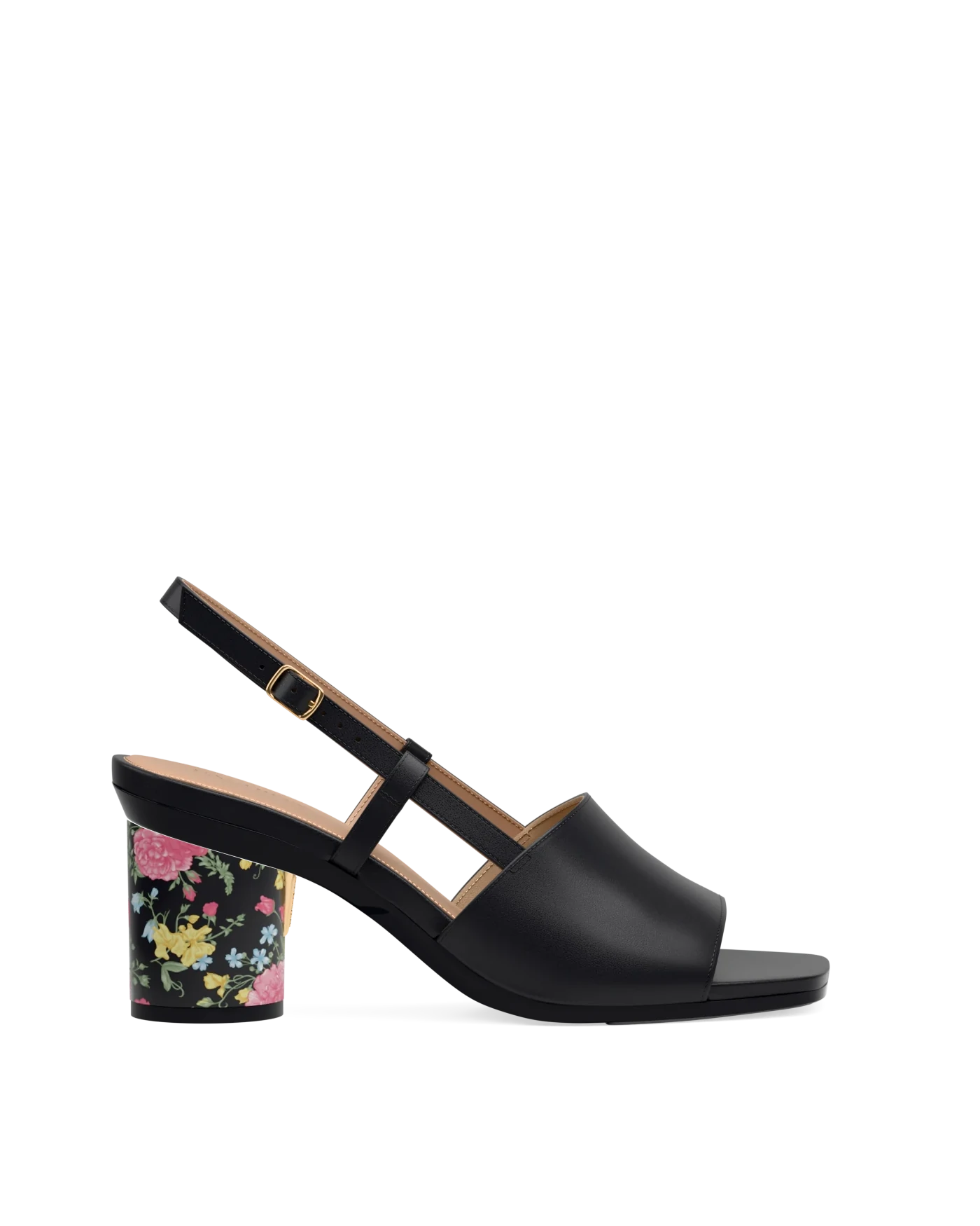 Cylinder Block Heel Kit 3 Coal Porcelain shown on the Shae Coal Leather upper. Pashion convertible heels go from heel to flat and are customizable with interchangeable heel kits.