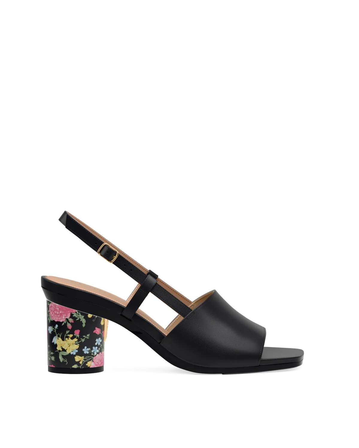 Cylinder Block Heel Kit 3 Coal Porcelain shown on the Shae Coal Leather upper. Pashion convertible heels go from heel to flat and are customizable with interchangeable heel kits.