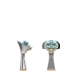Flare Stiletto Heel Kit 4 Silver Metallic, 4-inch interchangeable flare stiletto heel, side view. Pashion convertible heels go from heel to flat and are customizable with interchangeable heel kits.