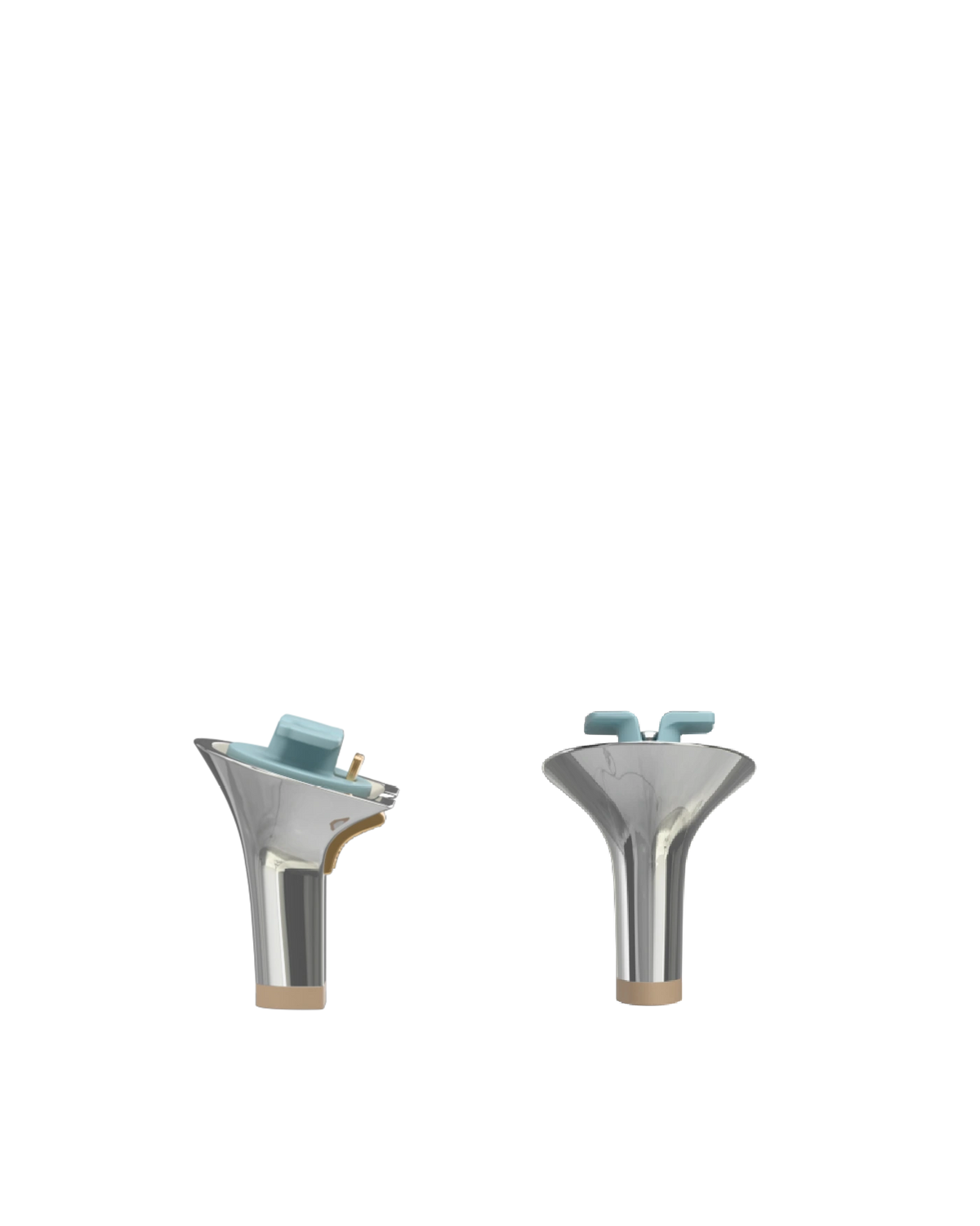 Stiletto Heel Kit 3 Silver Metallic, back view. Pashion convertible heels go from heel to flat and are customizable with interchangeable heel kits.