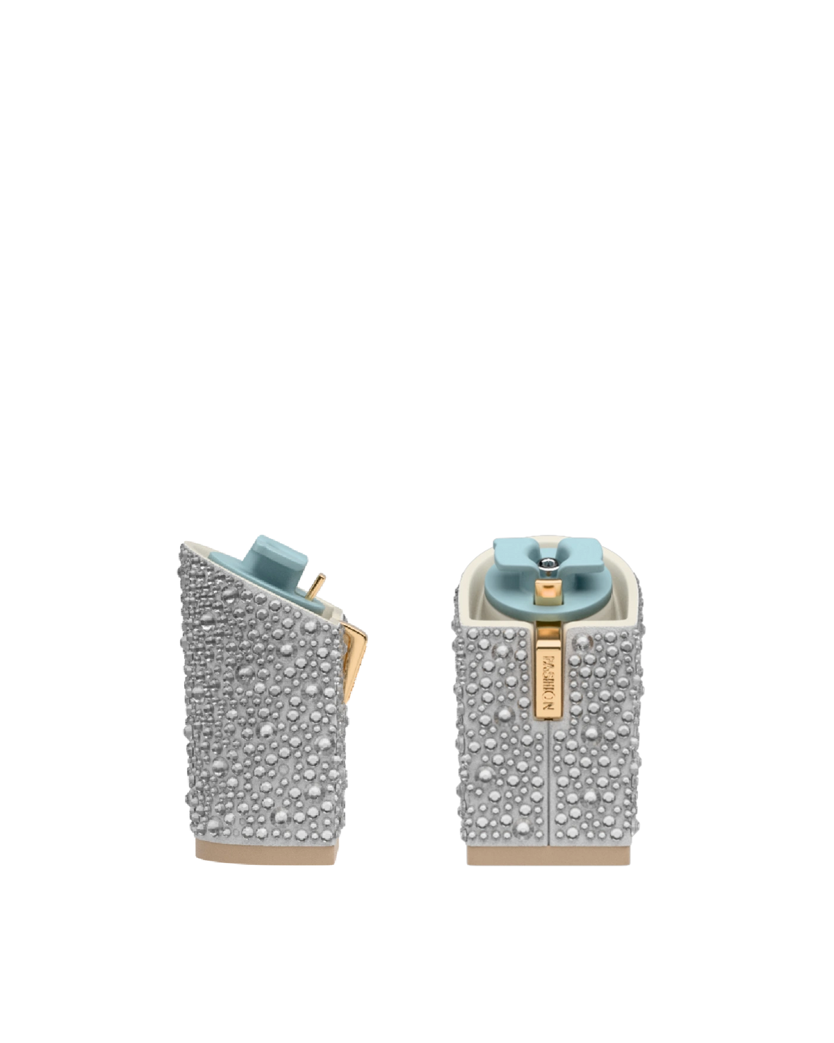 Block Heel Kit 4 Silver Mixed Rhinestone, 4-inch interchangeable block heel. Pashion convertible heels go from heel to flat and are customizable with interchangeable heel kits.