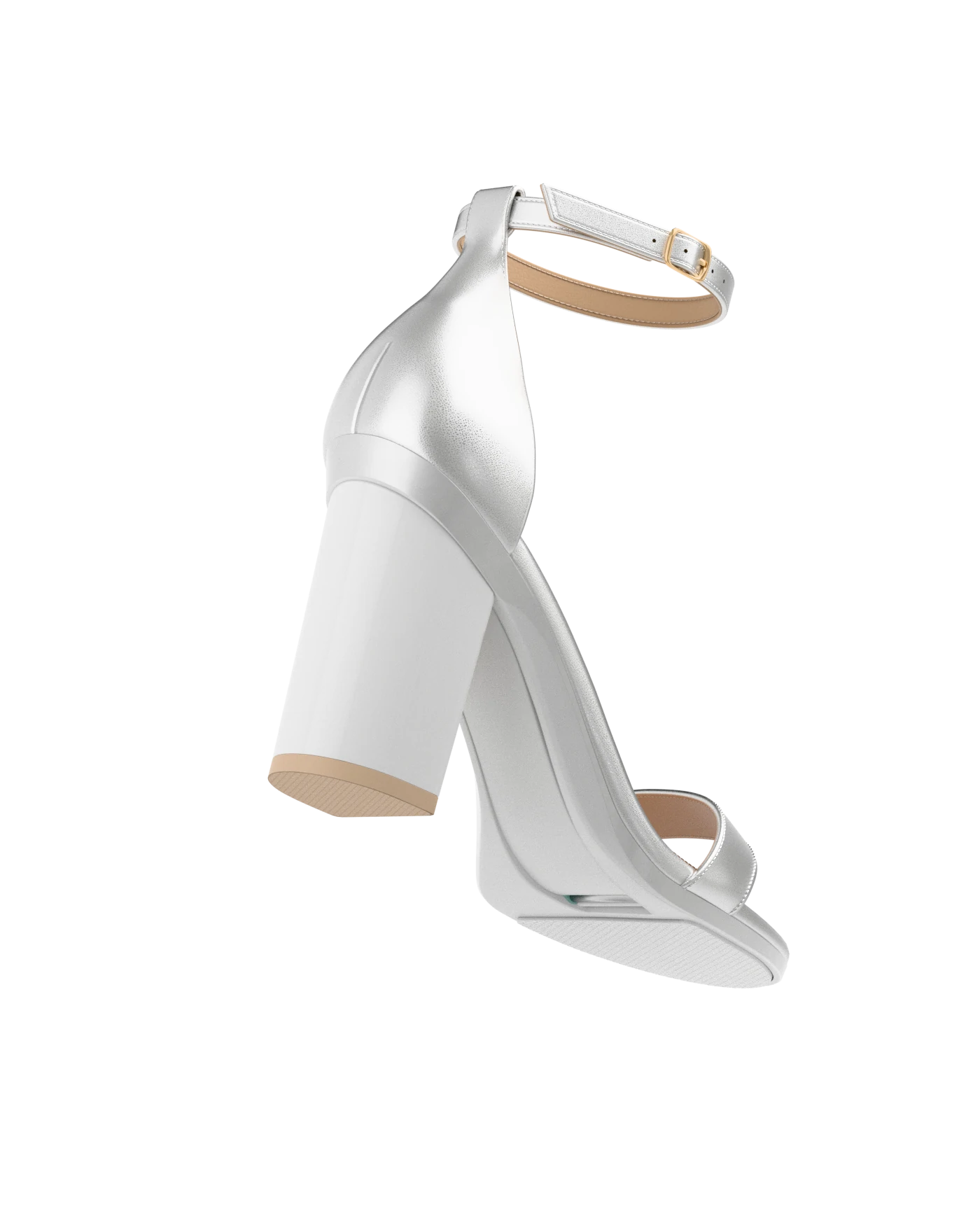 Stelo - Matte Silver, alternate view. Pashion convertible heels go from heel to flat and are customizable with interchangeable heel kits.