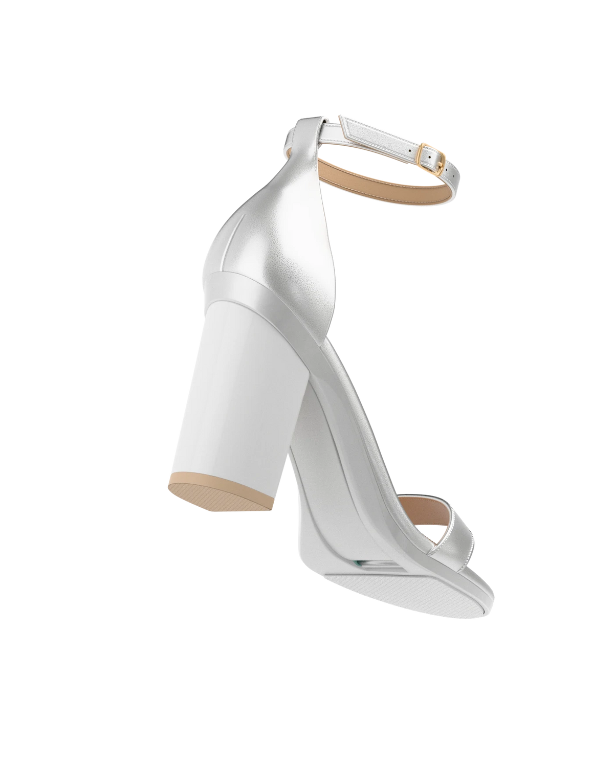Stelo - Matte Silver, alternate view. Pashion convertible heels go from heel to flat and are customizable with interchangeable heel kits.