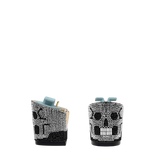 Block Heel Kit 3 Skull Rhinestone, back view. Pashion convertible heels go from heel to flat and are customizable with interchangeable heel kits.