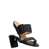 The Buckle Slide - Coal Black Suede 4 Block