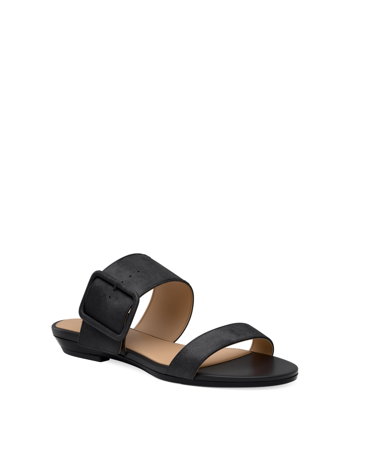 The Buckle Slide - Coal Black Suede 4 Stiletto