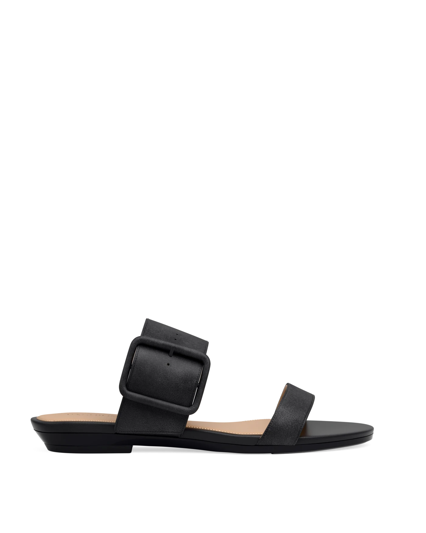 The Buckle Slide - Coal Black Suede
