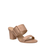 The Buckle Slide - Latte Suede 3 Block