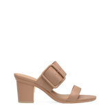 The Buckle Slide - Latte Suede 3 Block