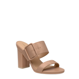 The Buckle Slide - Latte Suede 4 Block