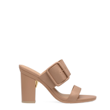 The Buckle Slide - Latte Suede 4 Block