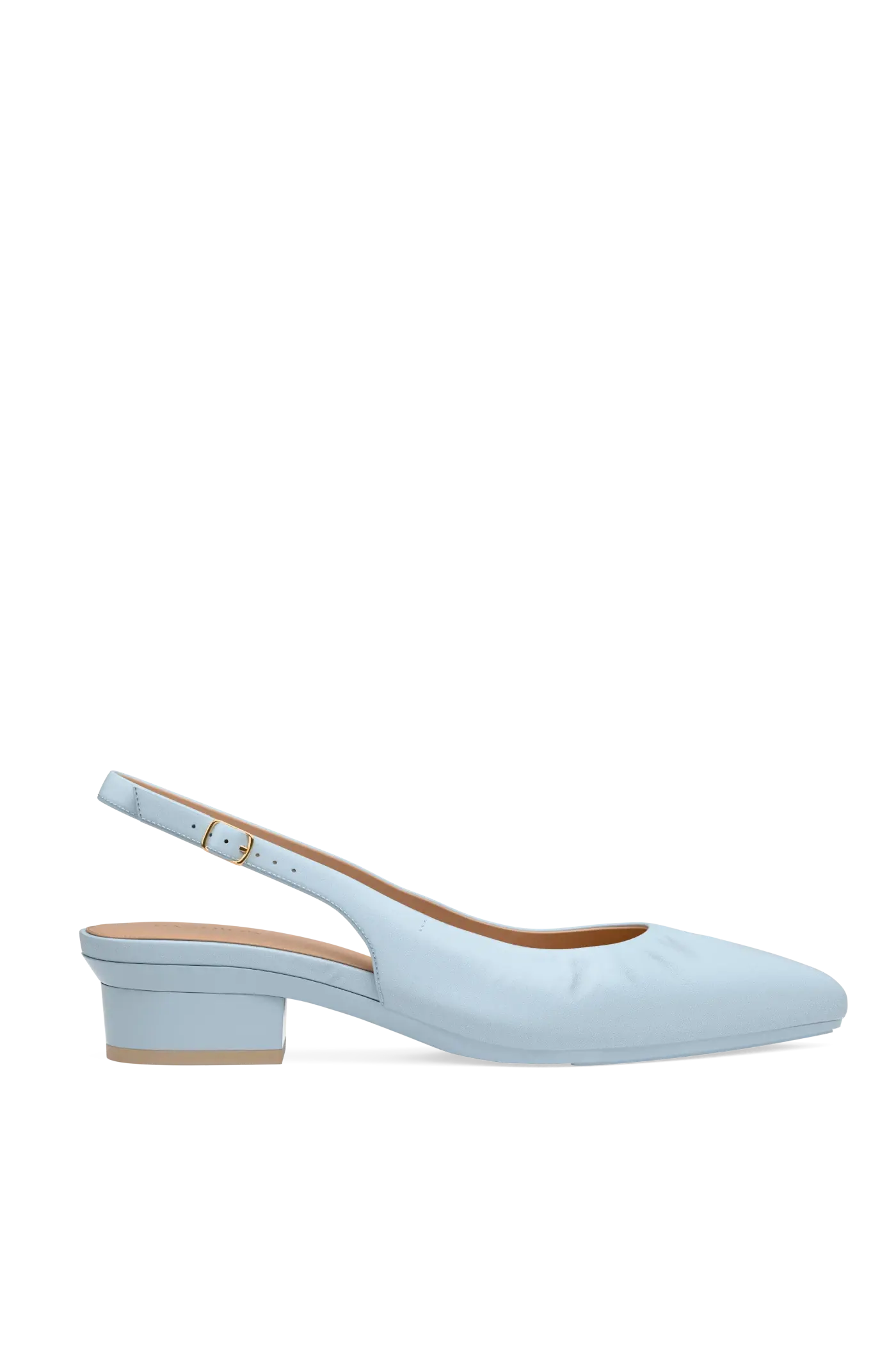 The Slingback Buckle - Baby Blue Leather Flat