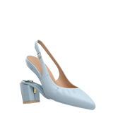 Audrey Buckle Slingback - Baby Blue Leather 3 Block