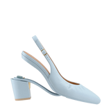 Audrey Buckle Slingback - Baby Blue Leather 3 Block