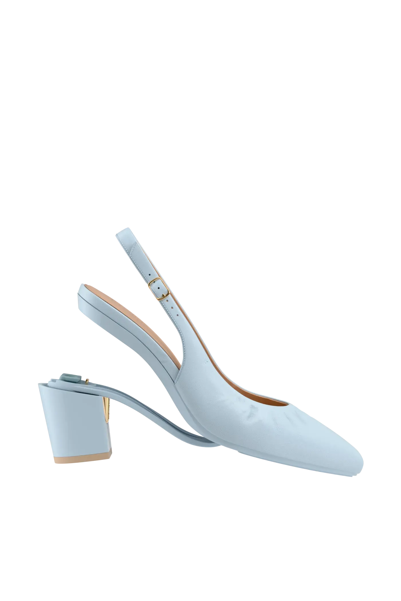 The Slingback Buckle - Baby Blue Leather 3 Block