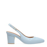 Audrey Buckle Slingback - Baby Blue Leather 3 Block