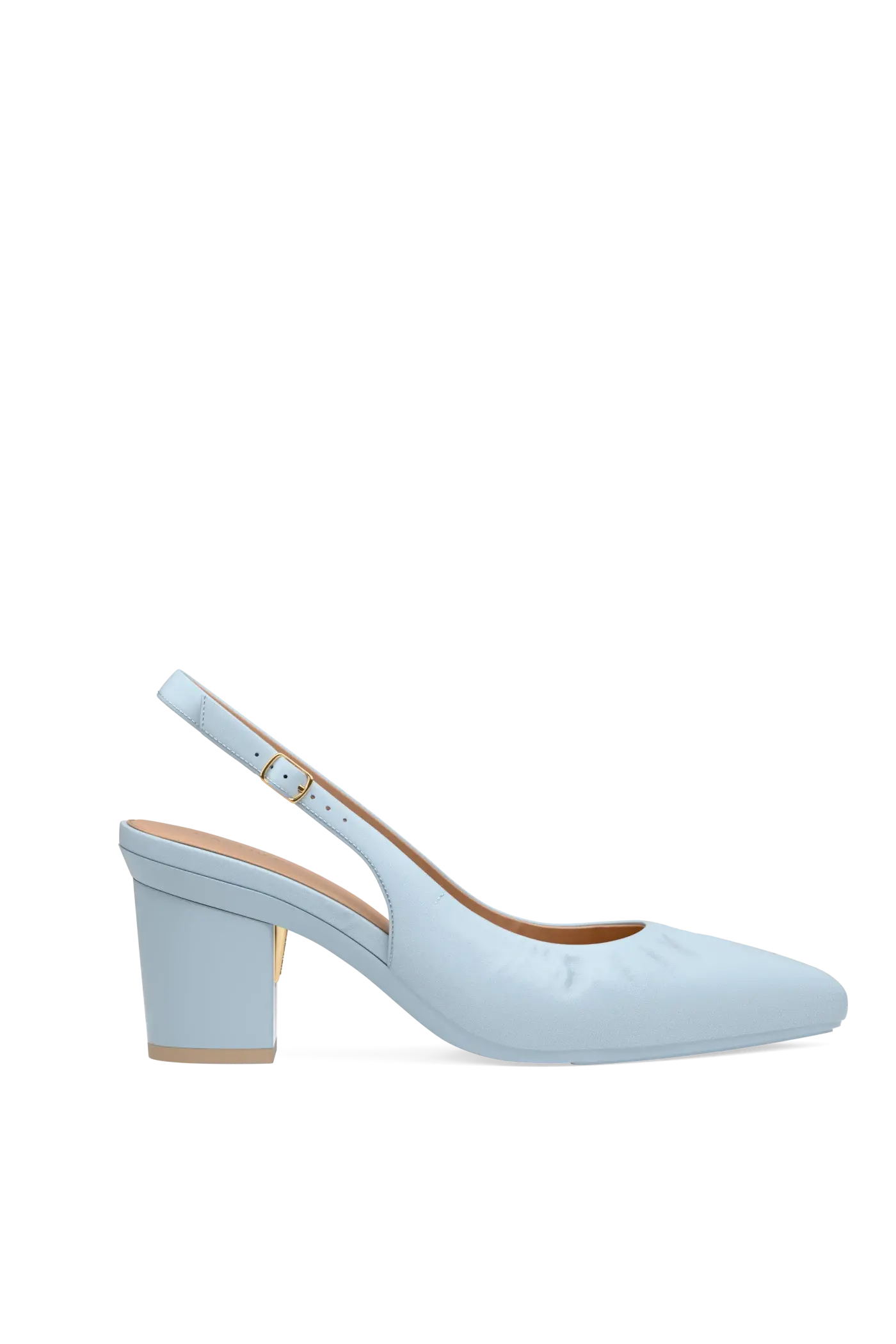 The Slingback Buckle - Baby Blue Leather 3 Block
