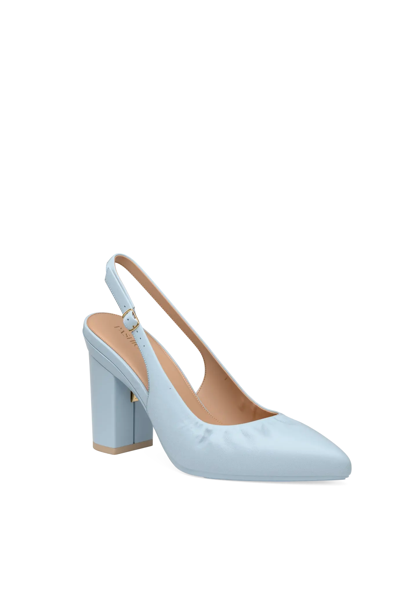 The Slingback Buckle - Baby Blue Leather 4 Block