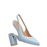 Audrey Buckle Slingback - Baby Blue Leather 4 Block