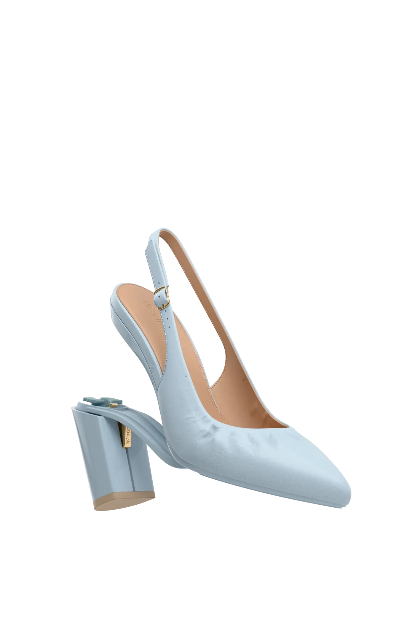 The Slingback Buckle - Baby Blue Leather 4 Block