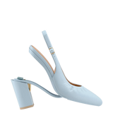 Audrey Buckle Slingback - Baby Blue Leather 4 Block