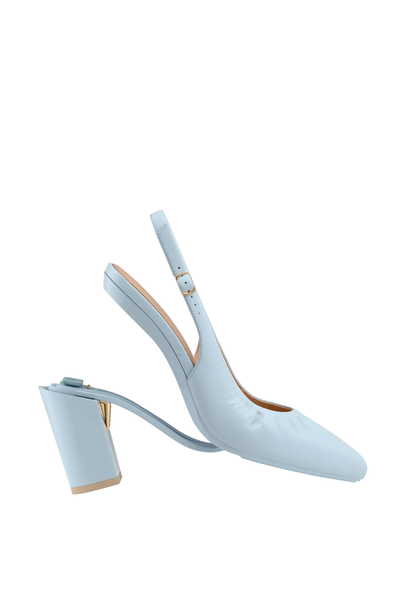 The Slingback Buckle - Baby Blue Leather 4 Block